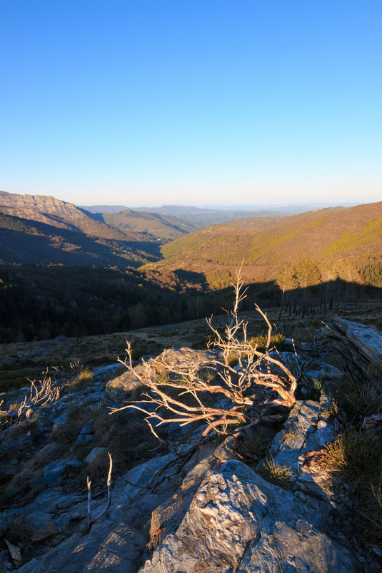 vue sur les Cévennes et Vialas ainsi que le rocher de Trenze 