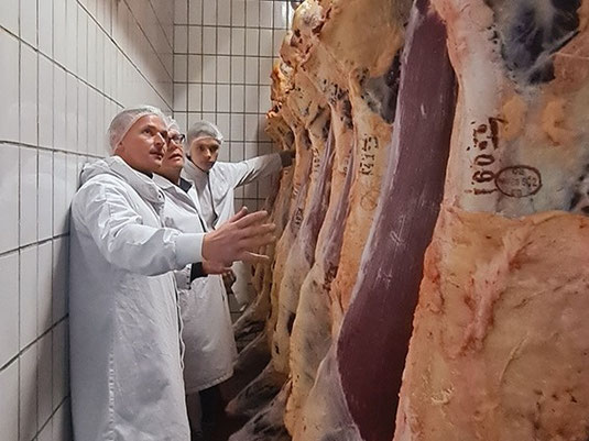 Handwerkliche Verarbeitung von Rindfleisch bei einem regionalen Partnerbetrieb