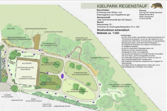 Skizze des geplanten Igelparks bei Regenstauf