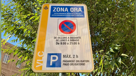 Placa inforamtiva Zona ORA de Valencia