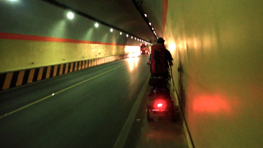 By far the scariest part of this trip is walking through tunnels!