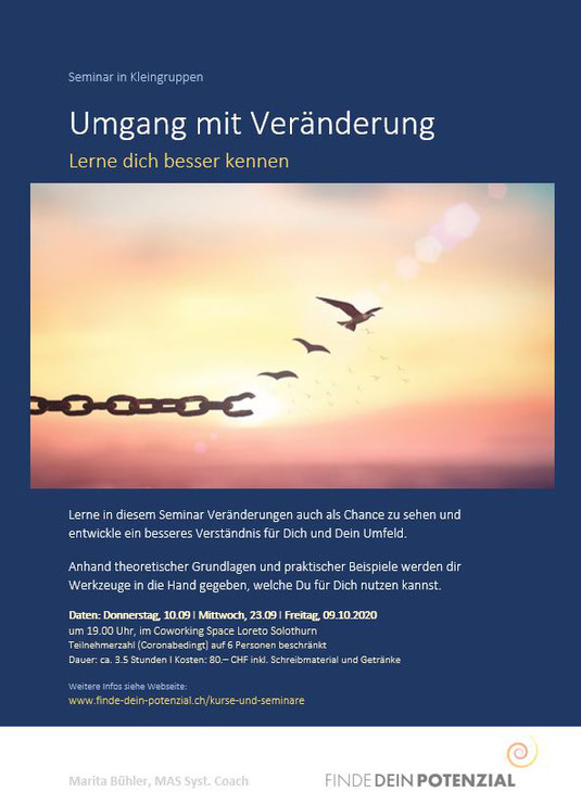 Flyer für Seminar: Umgang mit Veränderung