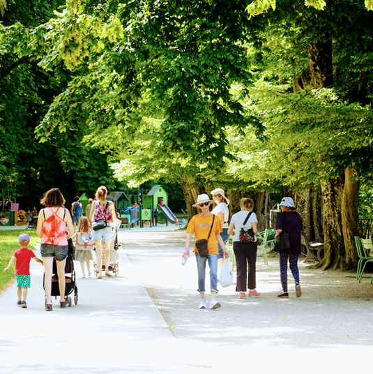 Viele Menschen nutzen im Sommer die städtischen Grünräume, wie den großen Stadtpark. / Foto Marco Vanek