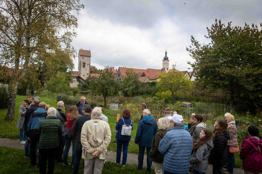 Ein Foto der Grabengärten mit Teilnehmern der Wanderung.