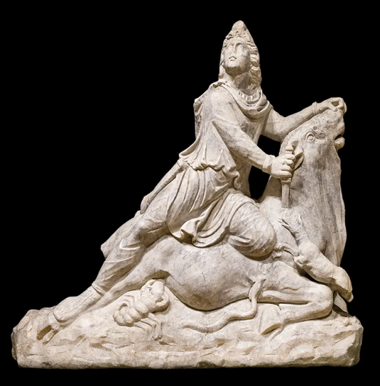 Mitra tuant le taureau, statue du IIème siécle Mussée de Cordoue (Espagne)