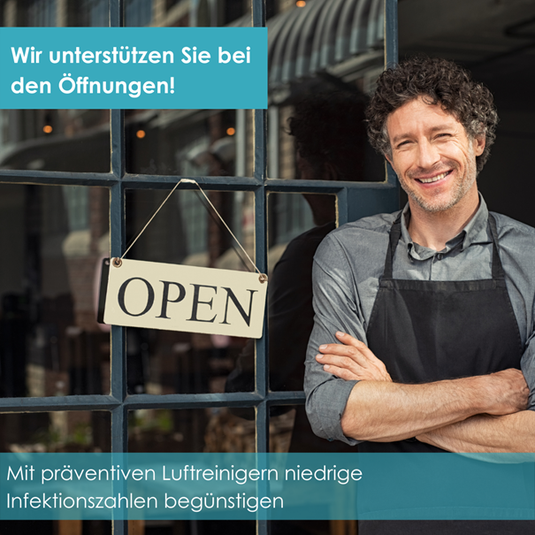 Wir unterstützen Sie bei den Öffnungen Ihrer Restaurants und Hotels mit präventiven Luftreinigern