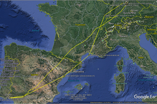Zugroute eines Brachvogels vom Altmühltal nach Spanien - Rückflug in 25 Stunden! 