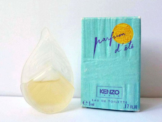 PARFUM D'ETE - EAU DE TOILETTE 5 ML - MINIATURE EN PLASTIQUE TRANSLUCIDE, BOÎTE TURQUOISE