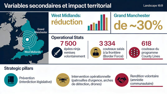 Impact territorial et variables secondaires de la réduction de la criminalité aux couteaux au Royaume-Uni
