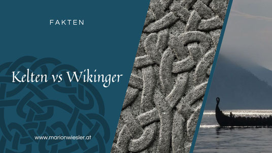 ein keltisches Knotenmuster und ein wikinger Drachenschiff