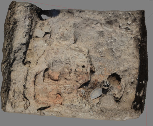 Nein, das ist kein Foto, sondern ein Screenshot eines digitalen 3D-Modells eines Hausbefundes in Grakliani Gora.