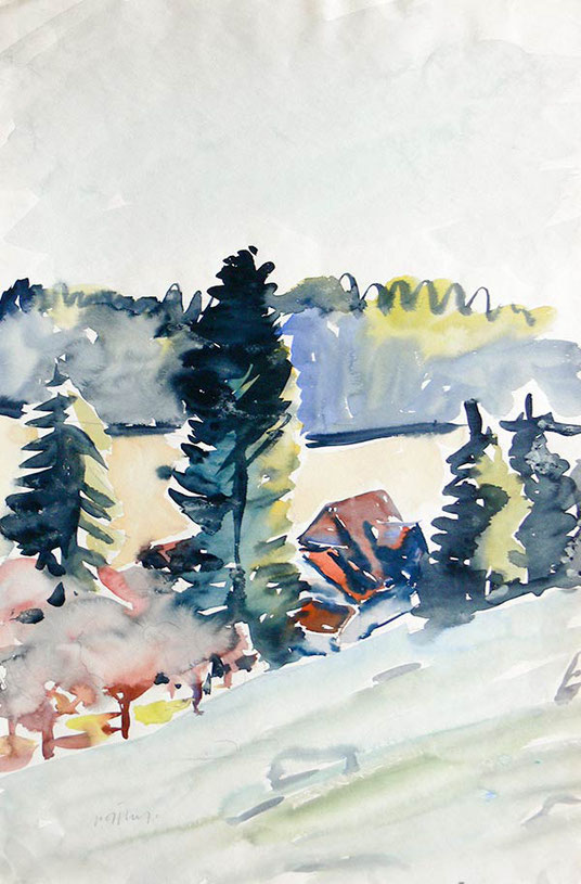 Hans Potthof Aquarell Tannenhof