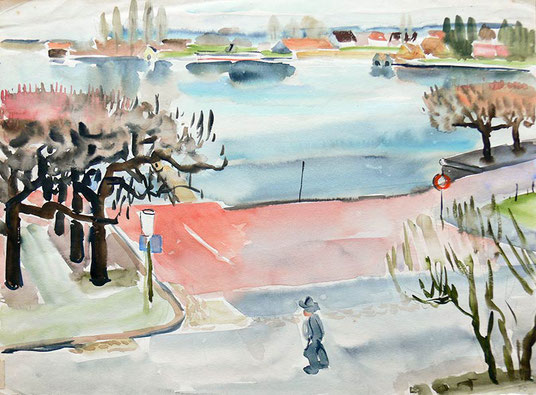 Hans Potthof Aquarell am Zugersee