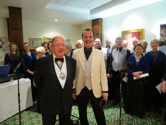 Mayor of Bournemouth with the Wessex Chorus choir at the Burns Night dinner.