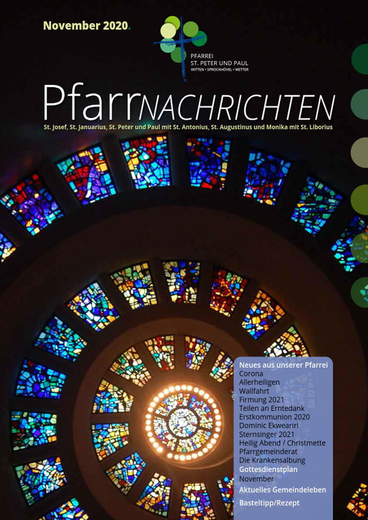 Titelseite der Pfarrnachrichten November 2020