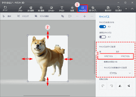 jdgPD0_70:「キャンバス」をクリックする
