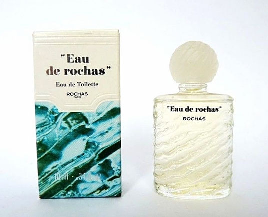 "EAU DE ROCHAS" ECRIT ENTRE GUILLEMETS : EAU DE TOILETTE 10 ML - BOUCHON PLASTIQUE BLANC