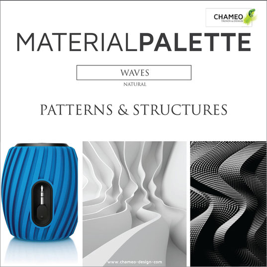 Material palette CMF color material design waves natural patterns structures