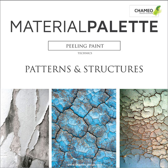 Material palette CMF color material design pattern & structures peeling paint