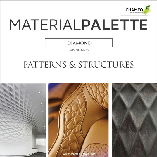 Material palette CMF color material design pattern & structures diamond 