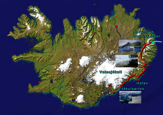 Von Seydisfjördur nach Jökulsarlon