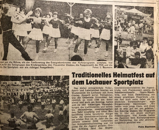 Zeitungsbericht zum Heimatfest von 1984