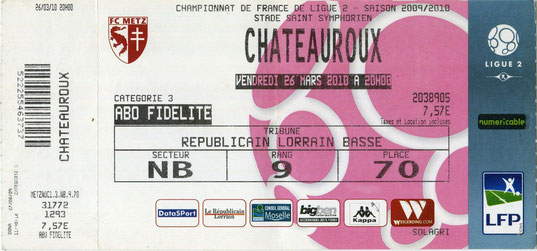 26 mars 2010: FC Metz - LB Châteauroux - 30ème Journée - Championnat de France (0/0 - 9.531 spect.)
