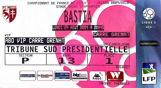 24 août 2009: FC Metz - SC Bastia - 4ème Journée - Championnat de France (1/0 - 8.033 spect.)