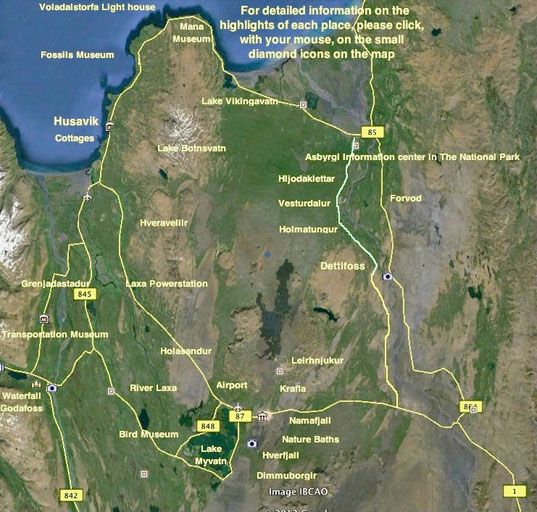 Mappa del Diamond Circle, Islanda del Nord