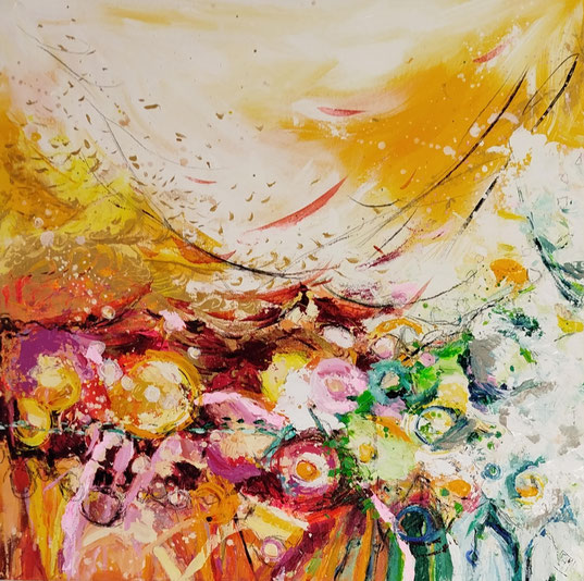 Elisabeth Augendre artiste peintre en Ariège acrylique impressionnisme fantaisie en jardin 46