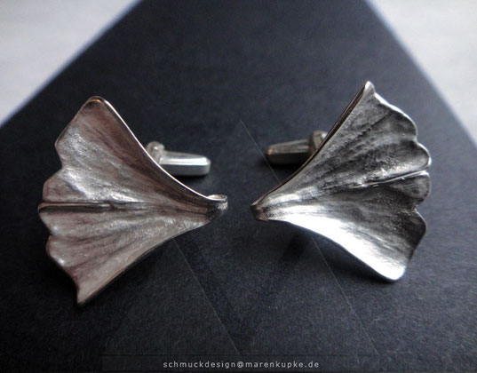 Ginkgoblatt Manschettenknöpfe 925 Silber my Ginkgo XS 20-2