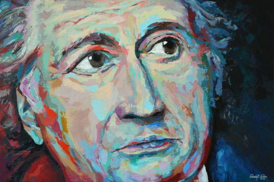 Ausschließlich mit dem Palettenmesser gespachteltes Porträt in Acryl.