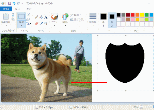 jdgPA7_07:切り取り図形を画像の方へ移動する