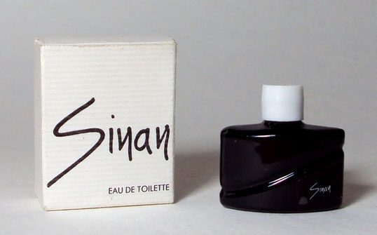JEAN-MARC SINAN - SINAN, EAU DE TOILETTE 5 ML : RARE PETIT FLACON NOIR AVEC BOUCHON EN PLASTIQUE BLANC
