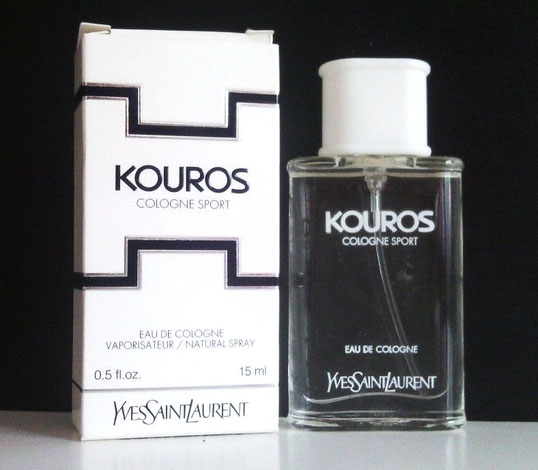 KOUROS - EAU DE COLOGNE, COLOGNE SPORT 15 ML : FLACON EN VERRE TRANSPARENT, BOÎTE BLANCHE