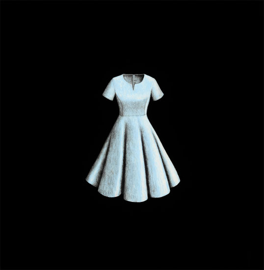 Matt Duffin, "Blue Dress," 2018, encaustic on panel, 18 x 18 inches