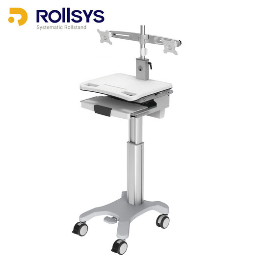 Rollsys 医療向け デュアルディスプレイキーボード用カート（昇降式）