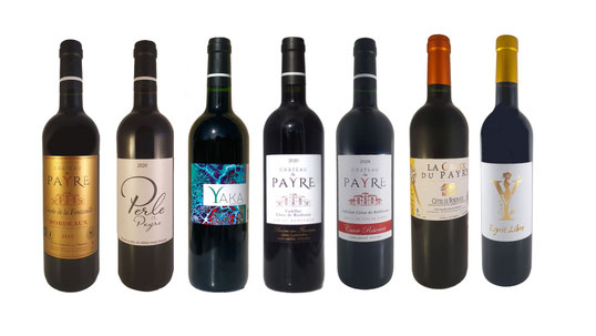 gamme de vin rouge fruites et boises en Bordeaux, château du payre, chambres d'hôtes visite et dégustation Bordeaux