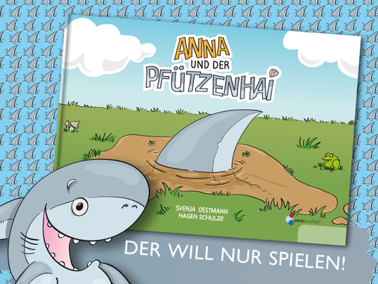 Cover-Illustration für das Kinderbuch "Anna und der Pfützenhai" von Svenja Oestmann (vorläufiges Format, Buch erscheint vorraussichtlich 2018)