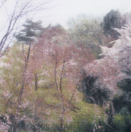 Dyptich Image/Signal Image(cherry blossom) 145x145cm, oil on canvas, 2005