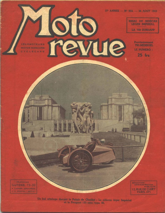 Moto Revue 26.08.1949. 4 pages. Essai de la Zündapp KS750.