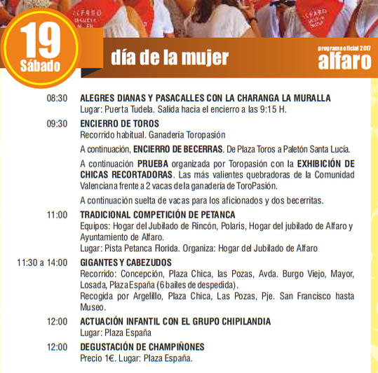 Fiestas de San Roque y San Ezequiel en ALFARO Programa