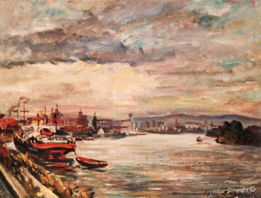 Erwin Bowien (1899-1972): The Rhine Harbour of Weil am Rhein, 1959