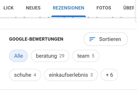 Screenshot: So sieht die Sortierfunktion von Google Rezensionen aus