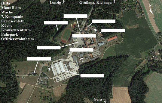 Geheimes Satelliten-Puzzle-Bild von der Kaserne-Langenberg