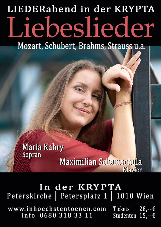Liebeslieder - Mozart, Schubert, Brahms, Strauss u.a. - Maria Kahry & Maximilian Schamschula  in der KRYPTA