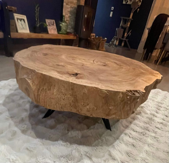 pied de table basse en bois d'orme