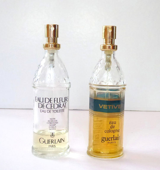 DEUX TESTEURS DE PARFUMERIE : UN POUR EAU DE FLEURS DE CEDRAT EAU DE TOILETTE 100 ML & UN SECOND POUR VETIVER EAU DE COLOGNE 96 ML