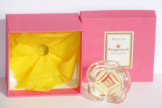 FRAGONARD - ROSE DE FRAGONARD : MINIATURE EN FORME DE ROSE EN VERRE TRANSPARENT : PARUM 7 ML