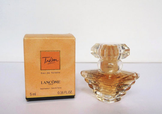TRESOR - MINIATURE SPRAY EAU DE TOILETTE 5 ML, AVEC BAGUE PLASTIQUE TRANSPARENT AU COL
